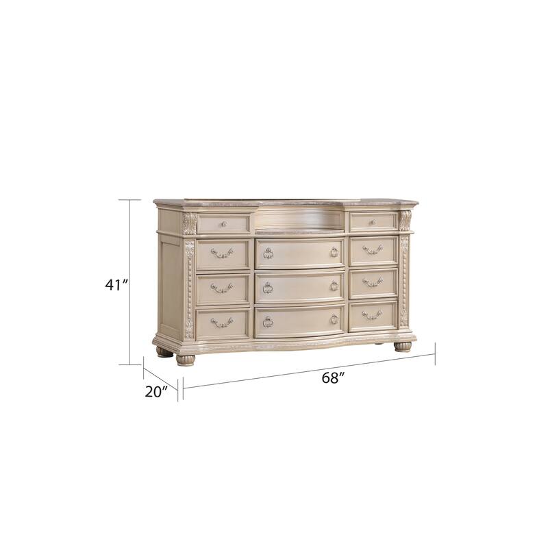 Roma Traditional Style 11-Drawer Dresser Made with Wood