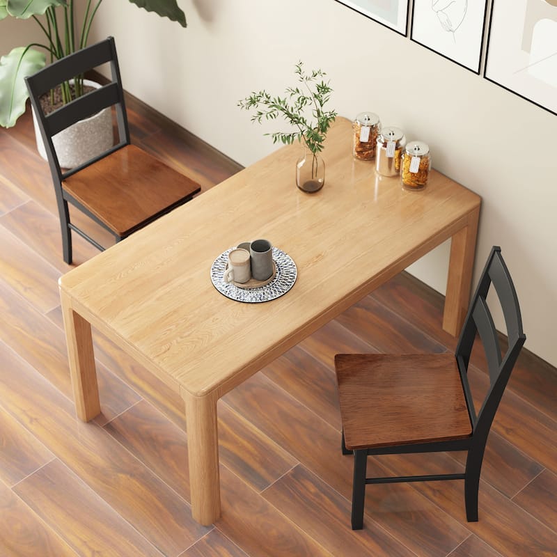HOMCOM Dining Chairs, Set of 2 Farmhouse Kitchen & Dining Room Chairs with Open Back, Rubber Wood Seating for Living Room