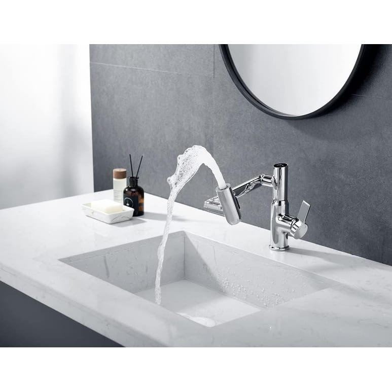 Lefton Rotatable Bathroom Faucet with Temperature Display in Fahrenheit (Batteries-Free), BF2204
