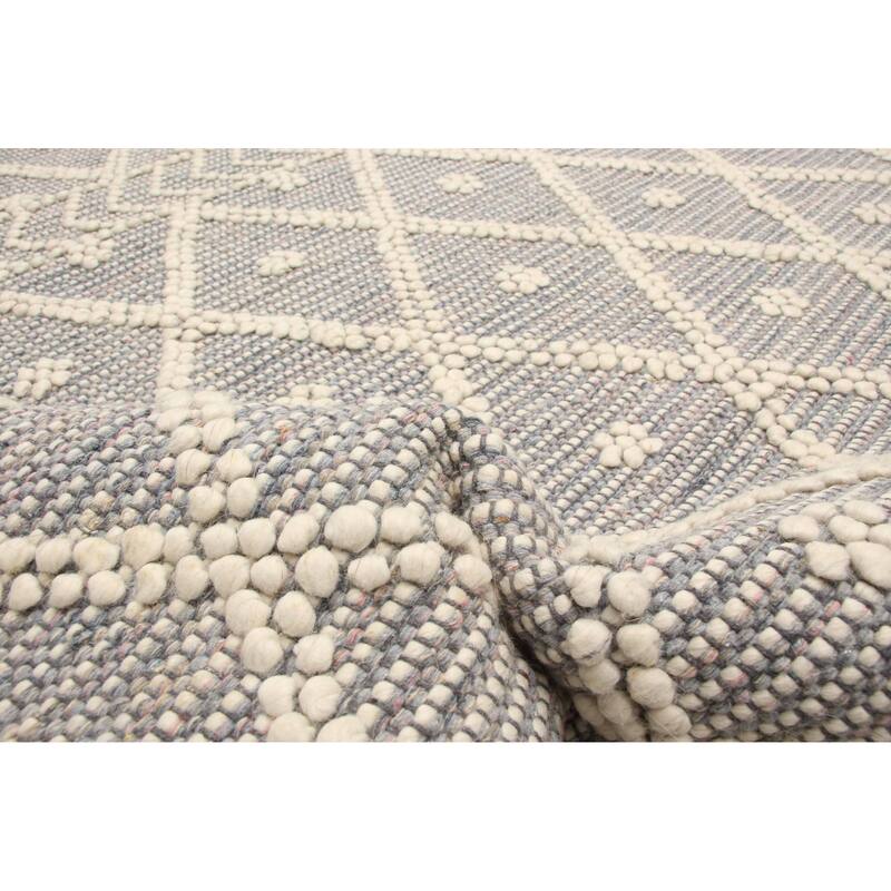 ECARPETGALLERY Braid weave Sienna Grey Wool Rug - 5'3 x 7'11