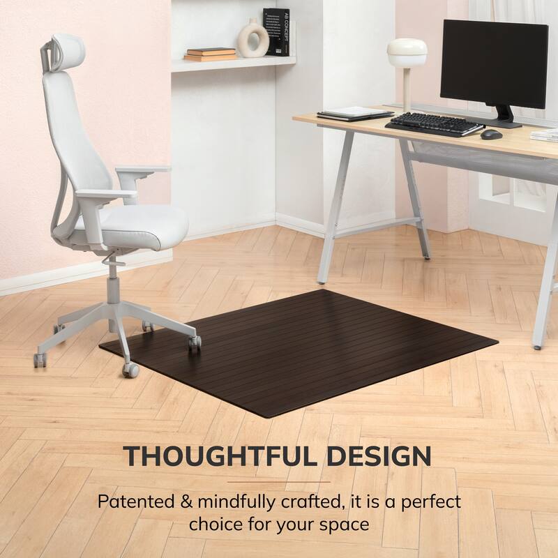 Jani Eco Bamboo Roll-up Rectangular Chair Mat - Durable,Eco-Friendly Chair Mat