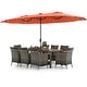 preview thumbnail 32 of 37, Costway 11 PCS Patio Dining Set with 15 ft Double-Sided Patio Umbrella - See Details