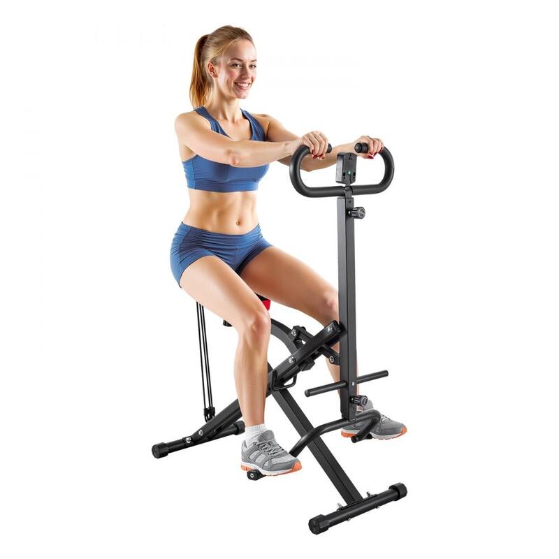 Black Steel Deep Squat Training Machine with Adjustable Seat and Resistance Bands - 35.4 x 22.8 x 44.1 in