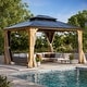 preview thumbnail 51 of 133, EROMMY Hardtop Gazebo,Outdoor Pergola with Double Roof & Netting & Curtains,Heavy Duty Canopy for Patio, Backyard, Pool party 13'x15' - Wood Frame