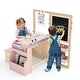 preview thumbnail 1 of 18, Kids Multifunctional Art Table & Bench Set with Adjustable Double-Sided Easel - 45" x 32" x 39.5" Pink