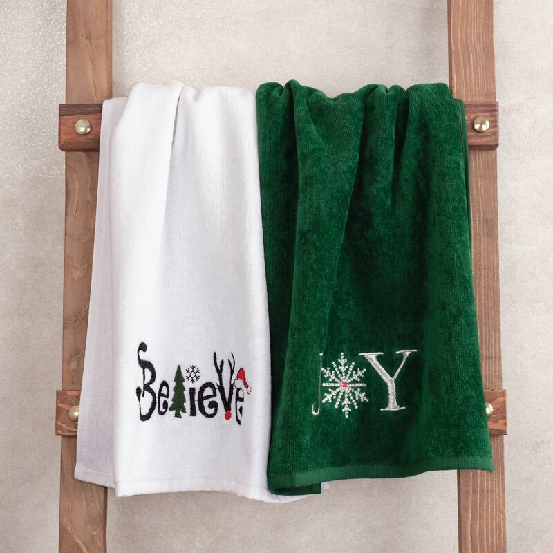 American Soft Linen Christmas Towel Set 100% Turkish Cotton 16x28 inches Christmas Hand Towels XMAS Gift