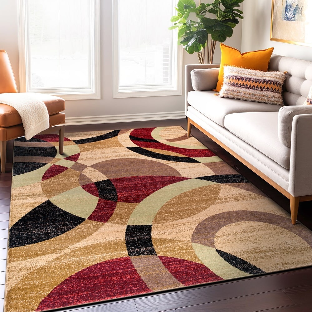 World Rug Gallery Geometric Circles Area Rug