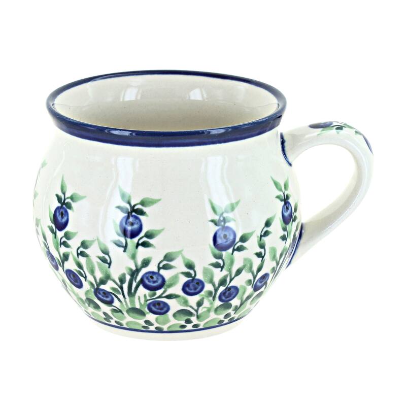 Blue Rose Polish Pottery 911 Zaklady Medium Bell Shaped Mug - Porcelain Vine