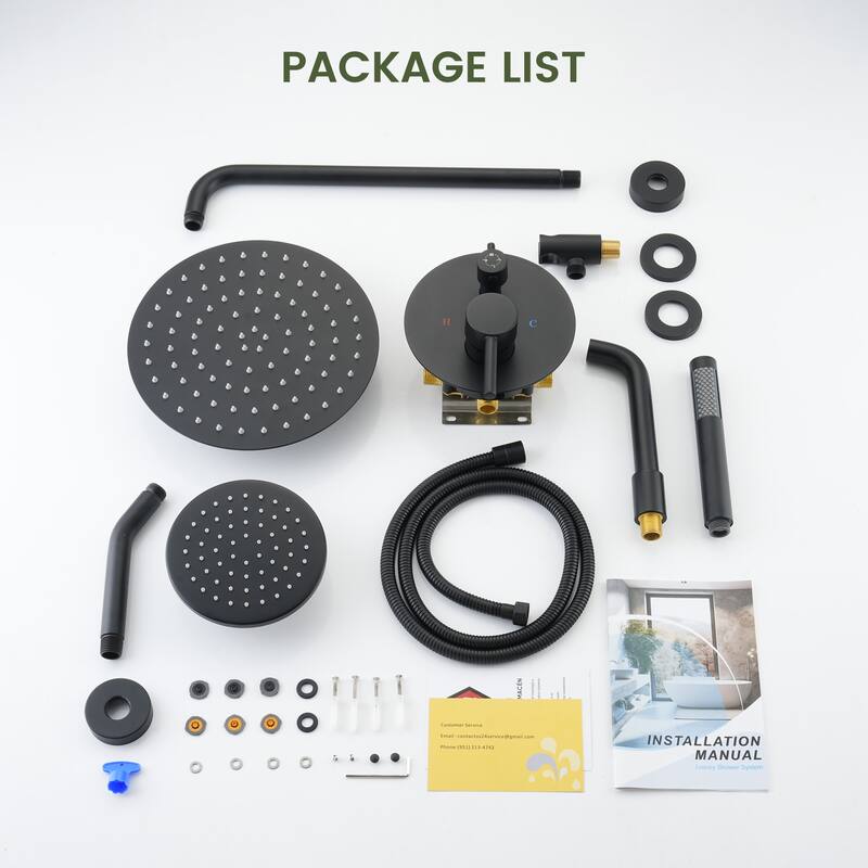 4-Spray Wall Mount 10 and 6 in. Dual Fixed and Handheld Shower Head with Tub Spout (Valve Included) - 10" x 10"
