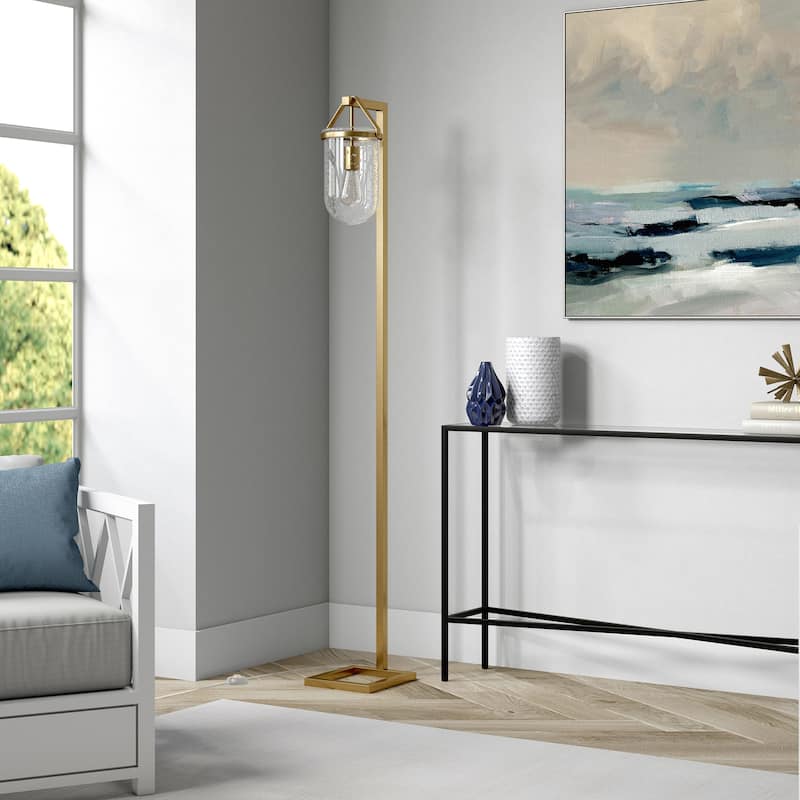 Shiloh Floor Lamp - Brass with Seeded Glass Shade