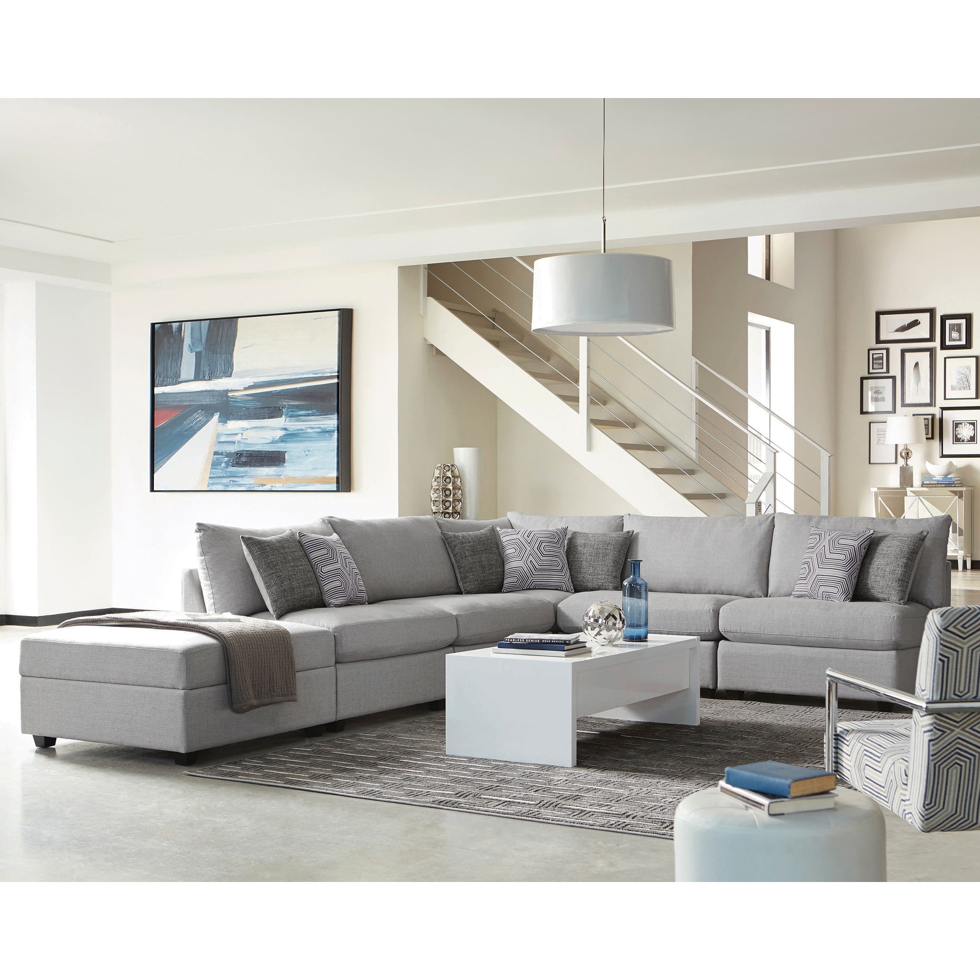 Cambria Upholstered Modular Sectional Sofa Grey