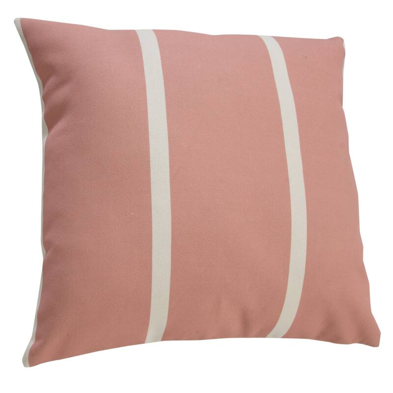 Handwoven Striped Outdoor Square Throw Pillow Cover - 20" - Pink and Cream