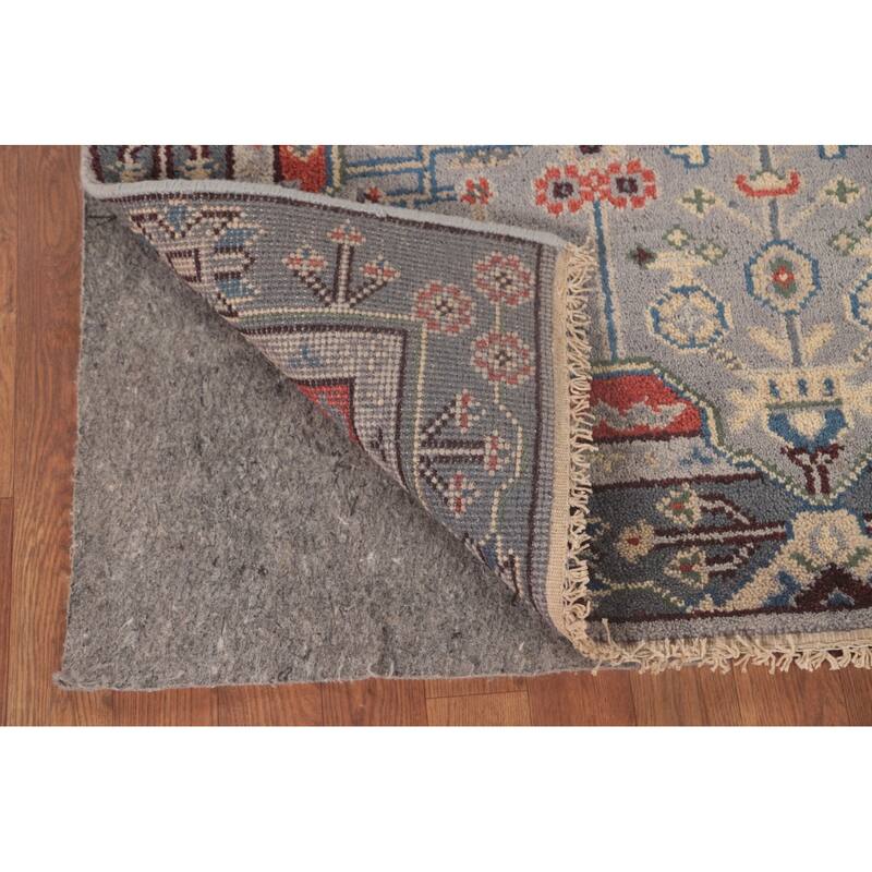 Gray Geometric Heriz-Serapi Accent Rug Hand-Knotted Wool Carpet - 4'1"x 5'9"