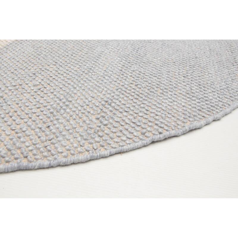 ECARPETGALLERY Braid weave Sienna Light Denim Blue Wool Rug - 5'10 x 5'10