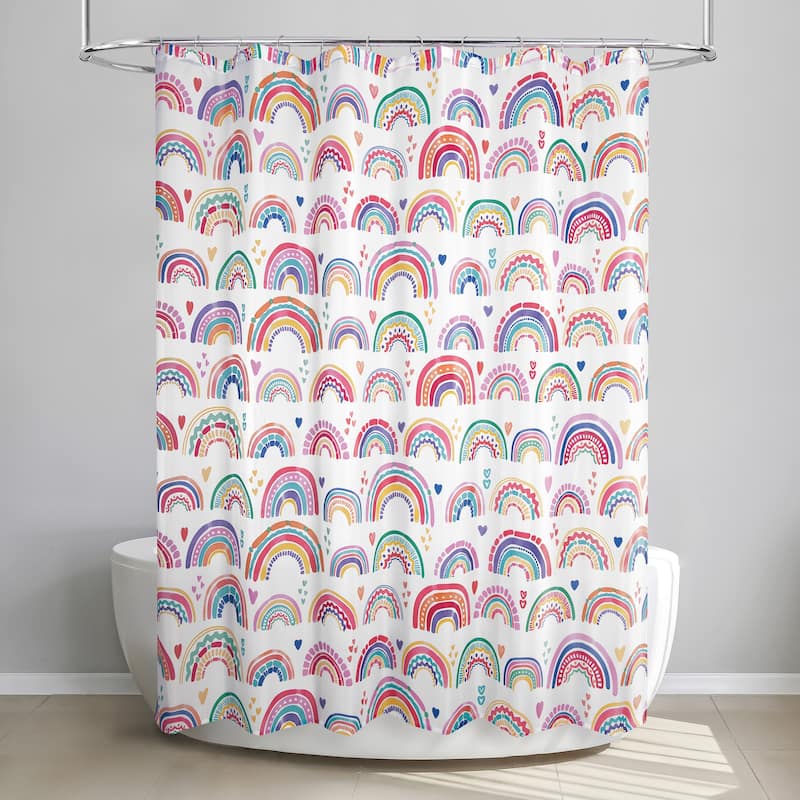 Rainbow Hearts Shower Curtain
