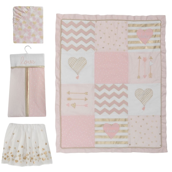 pink and gold crib bedding