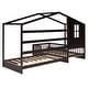 preview thumbnail 6 of 8, L Structure 2 Twin Wood House Bed with Fence and Slatted Frame, Brown