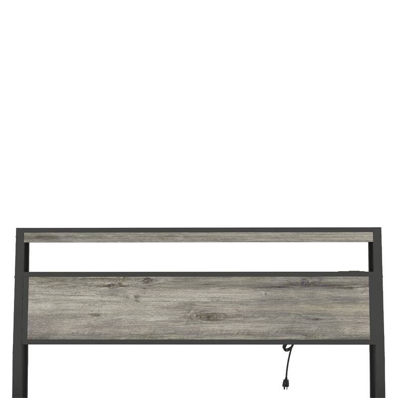 Queen Bed Frame with RGB LED Headboard, Charging Station & Noise-Free Support