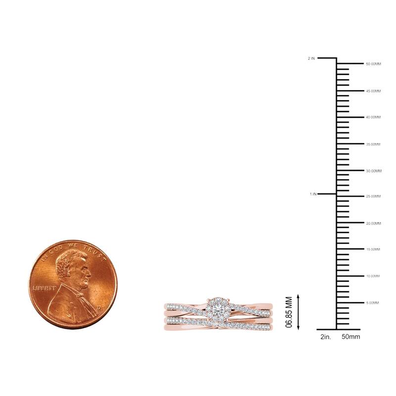 1/4ct TDW Diamond Cluster Bridal Set in 10K Gold for Women