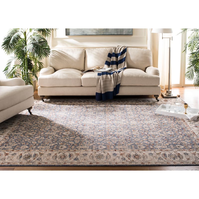 SAFAVIEH Heirloom Tamera Traditional Oriental Polyester Rug - 5'3" x 7'6" - Ivory/Blue