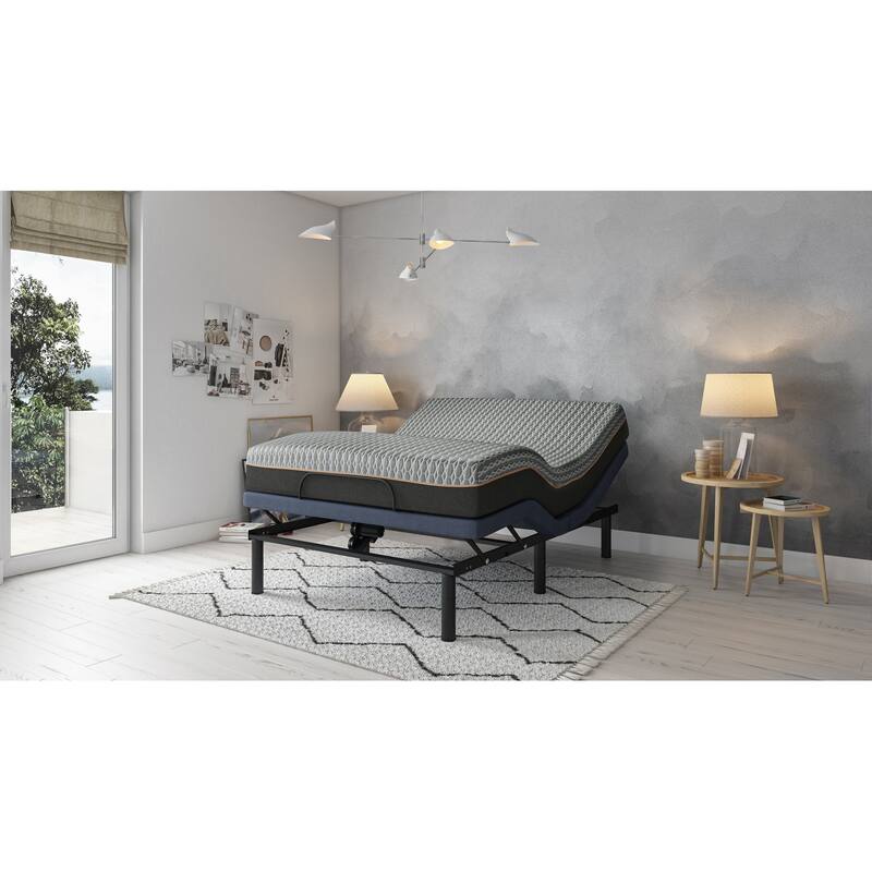 Adjustable Bed Base with Head and Foot Position Adjustments - Blue-Grey