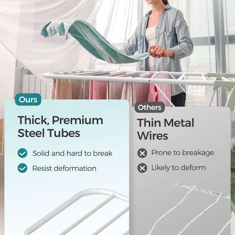 Clothes Drying Rack, Foldable 2-Level Laundry Drying Rac - 2 Tiers（22"D x 61.8"W x 64.3''H )