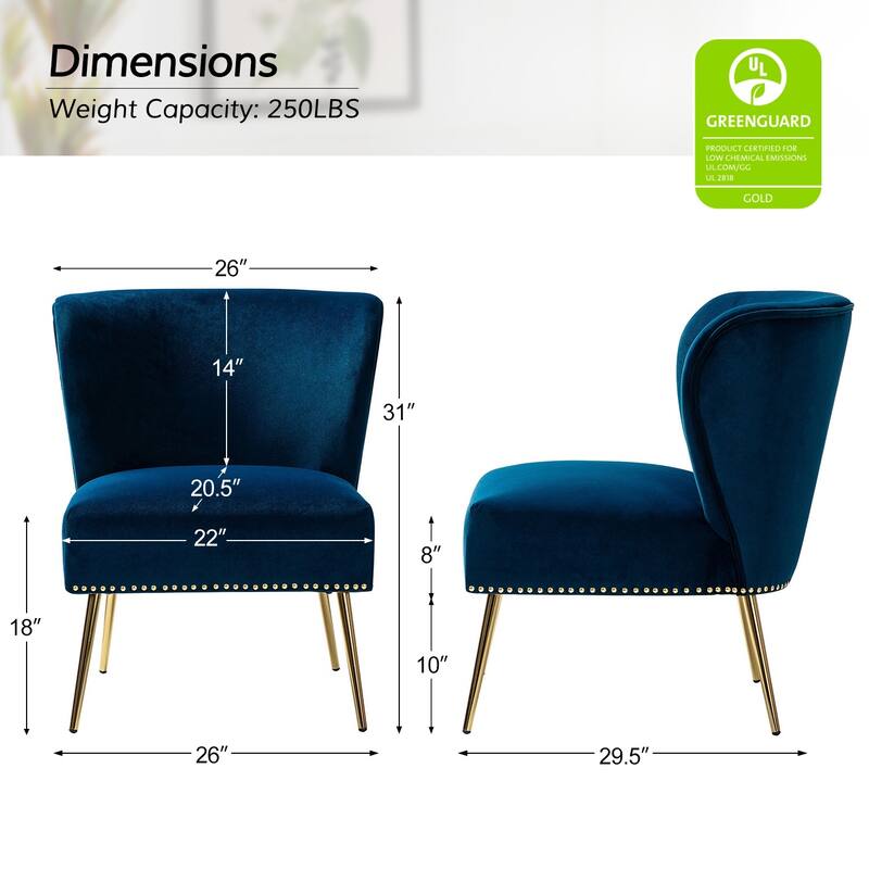 Celtia Modern Velvet Accent Side Chair with Nailhead Trim by HULALA HOME