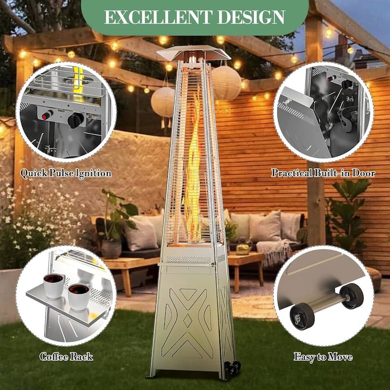 48,000 BTU Patio Heaters, 2 Wheels & 4 Ground Spikes