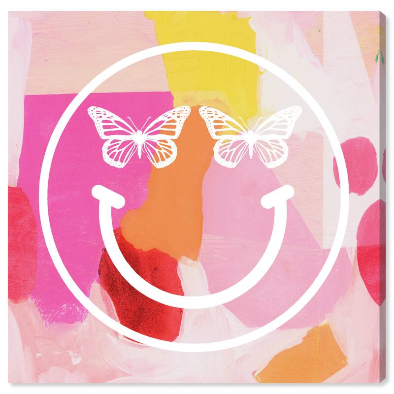 Wynwood Studio Canvas Abstract Butterfly Face Pink and Bohemian & Eclectic Wall Art Canvas Print