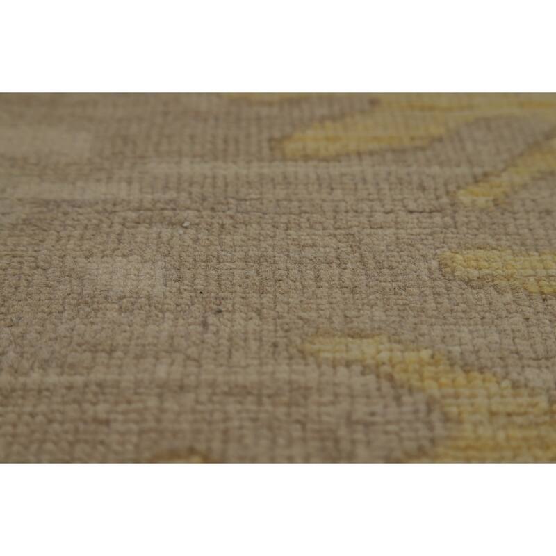 Vegetable Dye Oushak Turkish Area Rug Handmade Yellow Wool Carpet - 8'3" x 9'10"