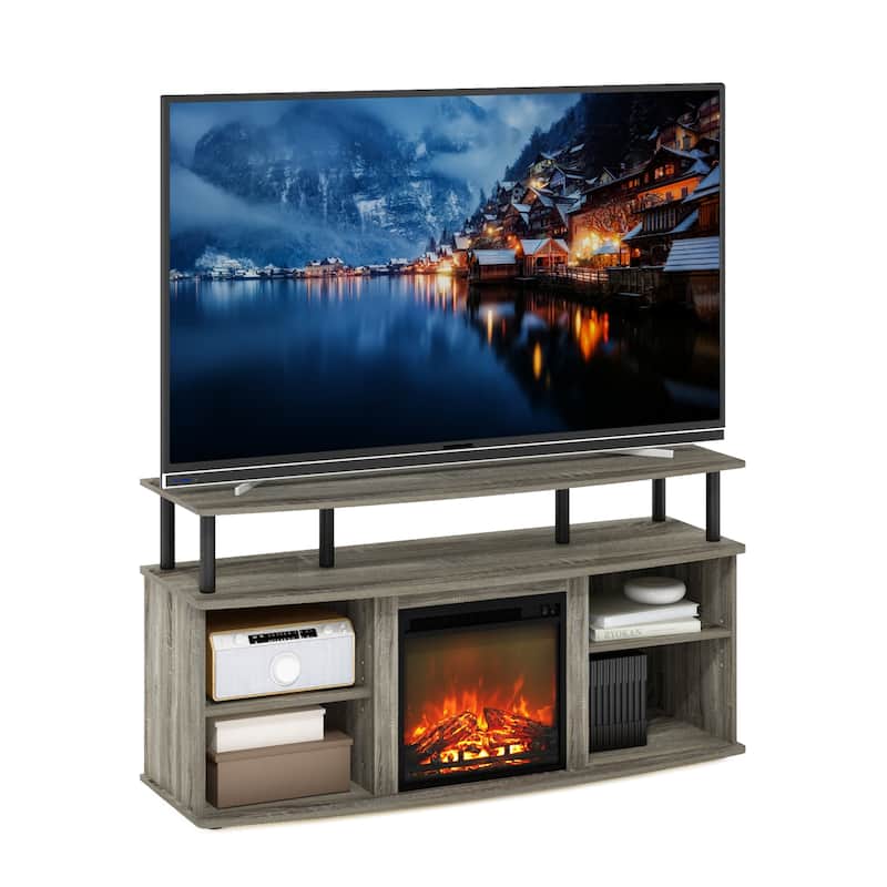Furinno Jensen Open Shelving Storage Fireplace Entertainment Center for TV up to 55 Inch
