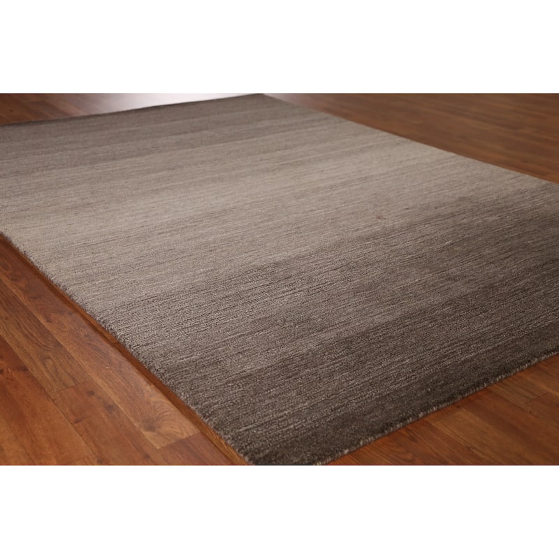 Brown Gabbeh Indian Area Rug Handmade Wool Carpet - 5'3" x 7'7" - 5'3" x 7'7" - Brown
