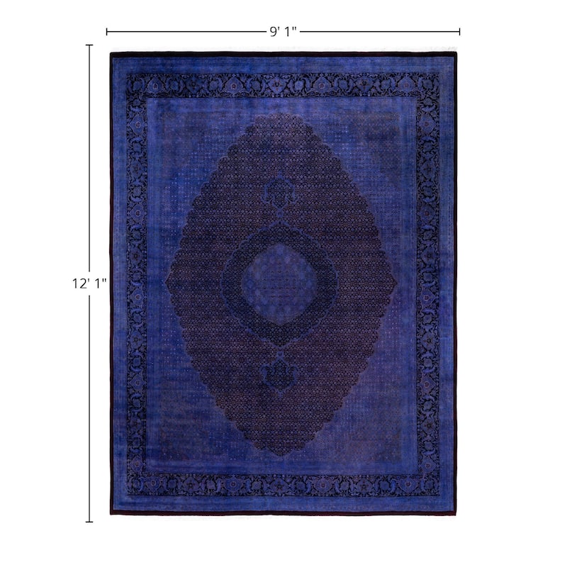 Overdyed One-of-a-Kind Hand-Knotted Area Rug - Purple - 9' 1" x 12' 1"
