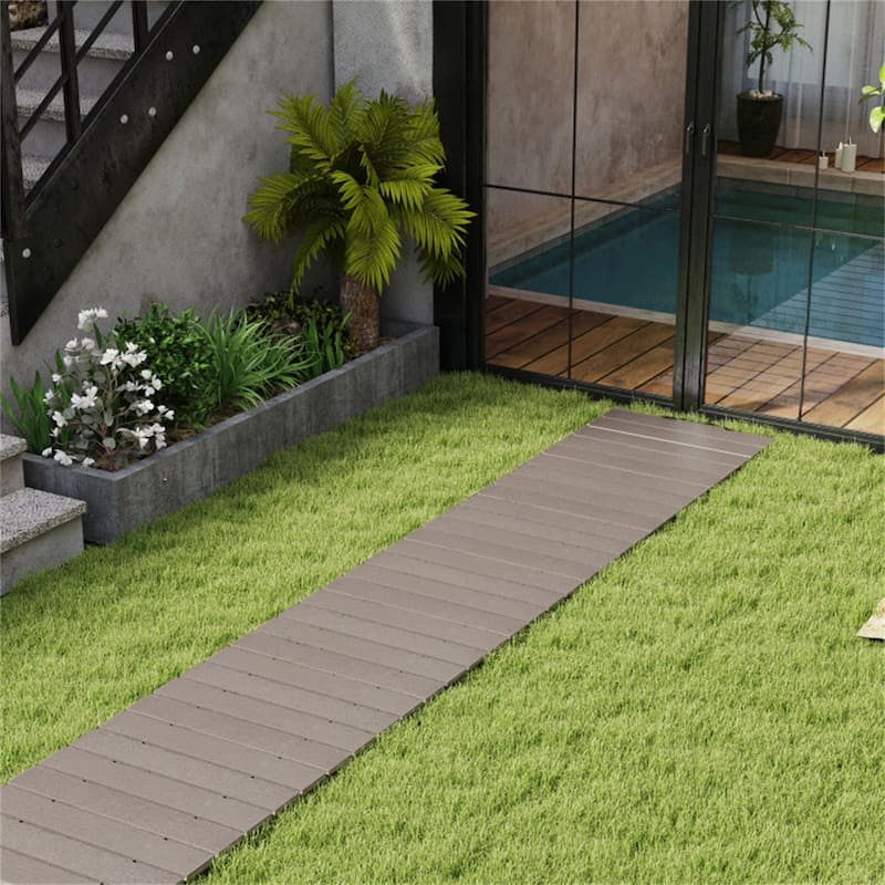 Premium HDPE Roll Up Garden Walkway with Wood Grain Finish 8 ft Long Portable Outdoor Pathway