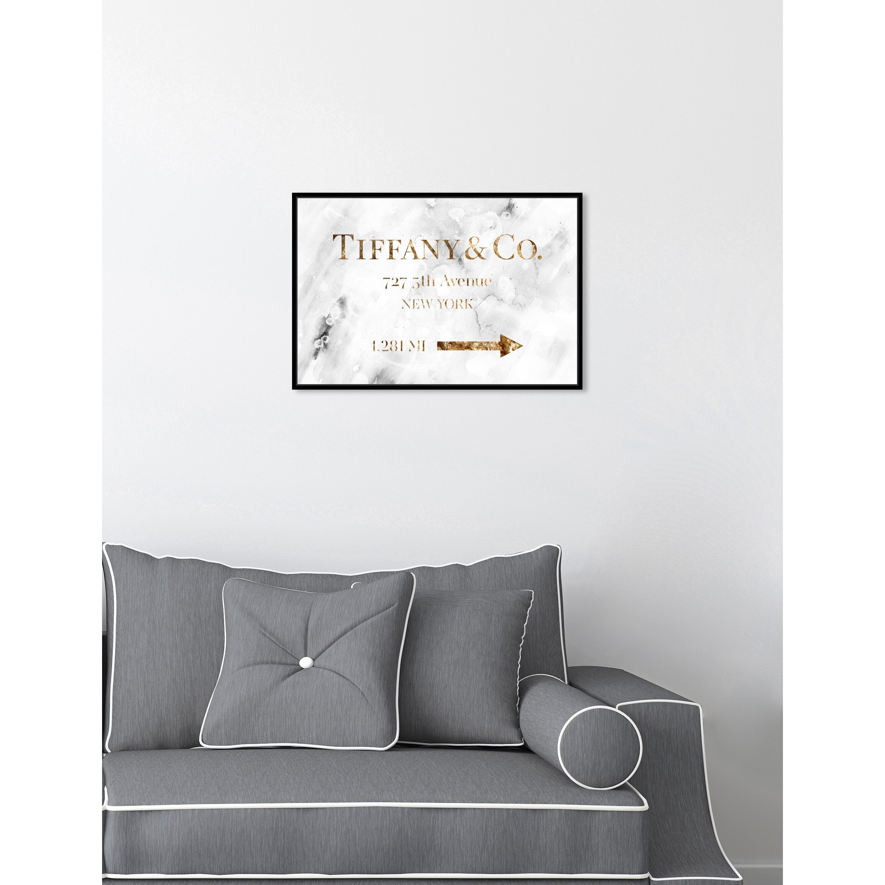 Oliver Gal 'Jewelry Road Sign Glam' Fashion Framed Art Print on