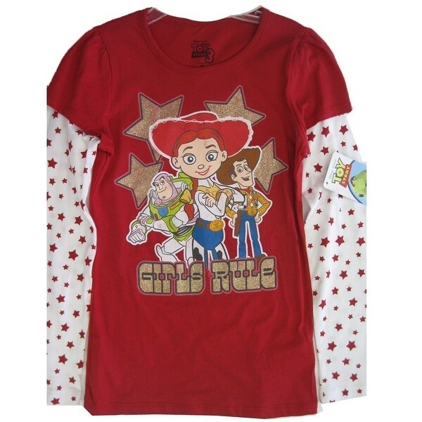 Shop Disney Girls Red White Toy Story Character Star Long Sleeve T