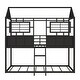 preview thumbnail 6 of 7, Black Metal Low Bunk Bed with Fence-shaped Guardrail and Built-in Ladder, Twin over Twin Size