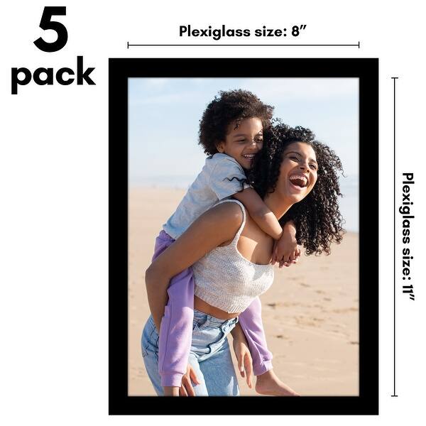 dimension image slide 15 of 22, Americanflat 5 Pack of Picture Frames with Mat - Plexiglass Cover