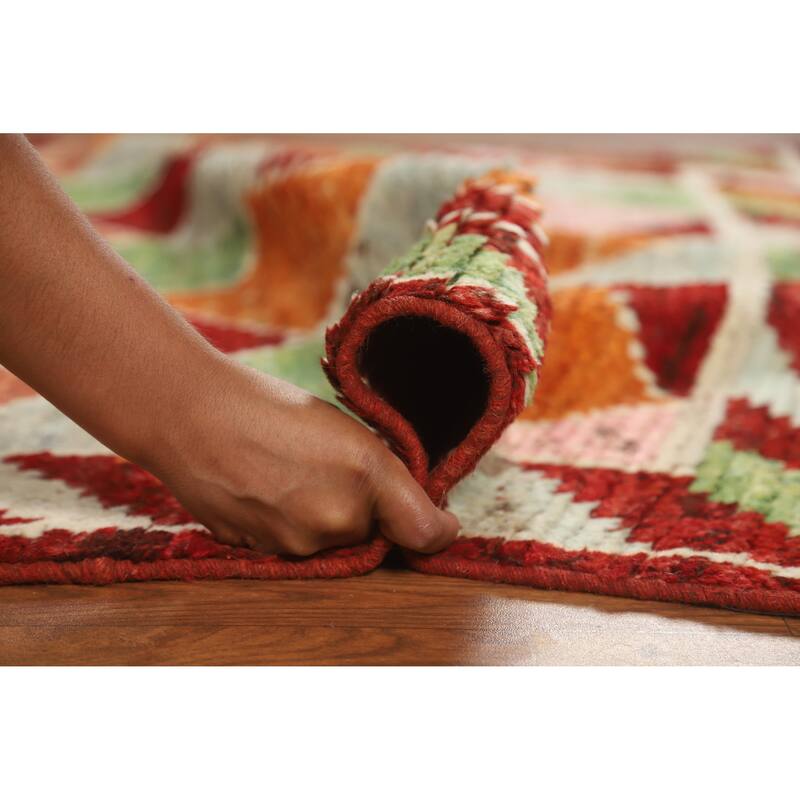 Trellis Geometric Moroccan Rug Hand-Knotted Wool Carpet - 5'1" x 6'5"