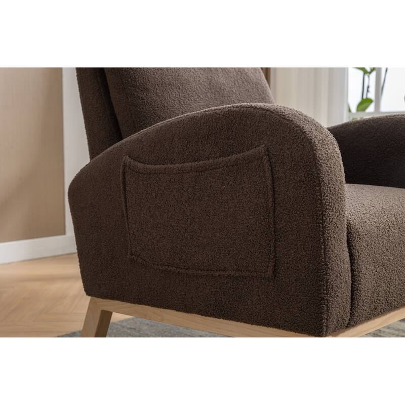 Teddy Fabric Rocking Chair With Right Pocket For Indoor