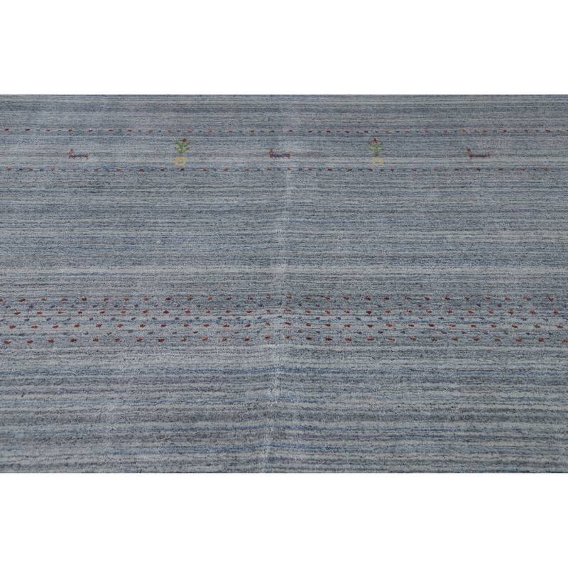 Hand Knotted Oriental 100% Wool Carpet Tribal Animal Pictorial Navy Blue & Blues Gabbeh Area Rug - 9' 7'' X 7' 11''