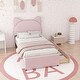 preview thumbnail 37 of 56, Upholstered Platform Bed with Cartoon Ear Headboard and Drawers
