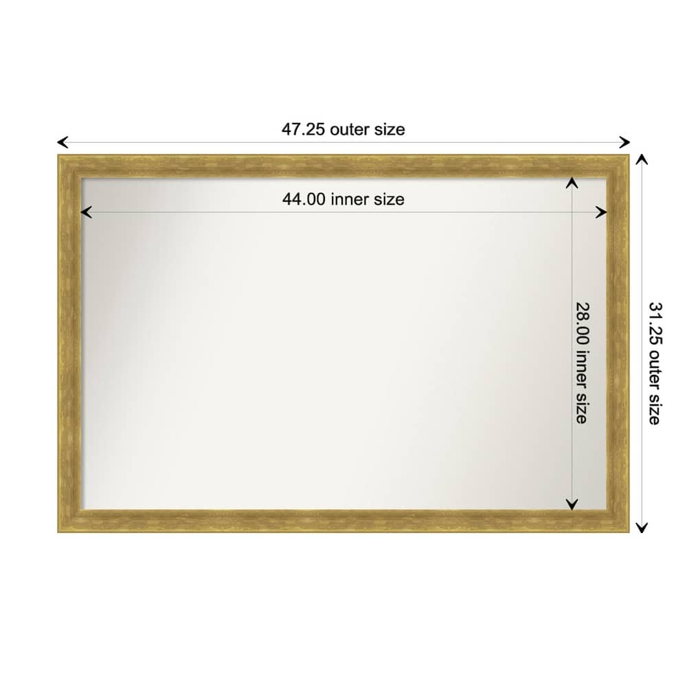 Angled Gold Framed Non-Beveled Custom Wall Mirror, Bathroom Vanity Mirror
