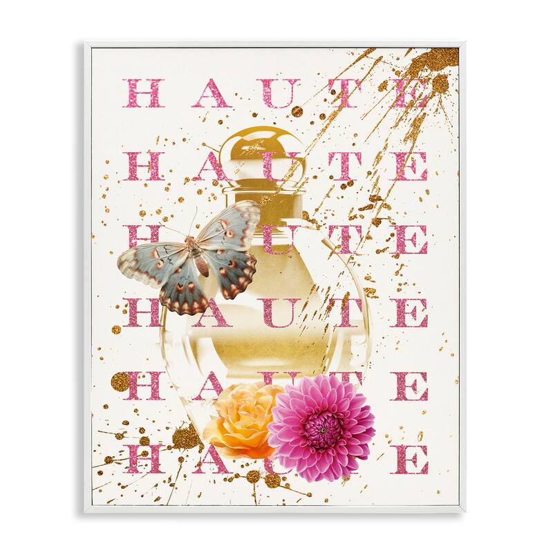 Stupell Haute Perfume & Gold Splatter Framed Giclee Art Design By Susan Arnot - 11 x 14 - White