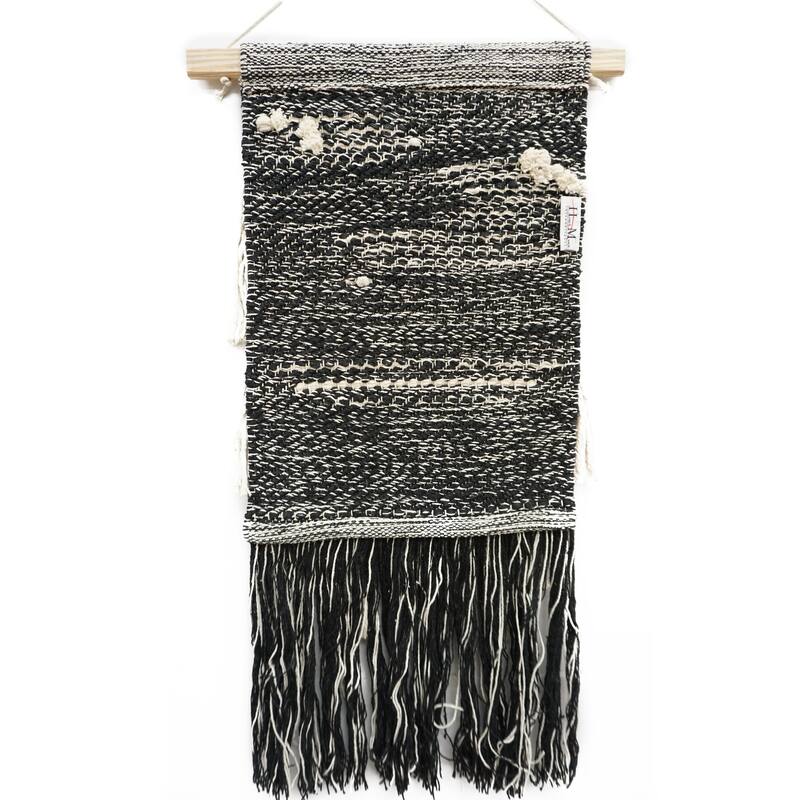Home&Manor Wool and Cotton Macrame Wall Hanging with Rod Included - Exact Size