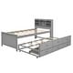 preview thumbnail 13 of 13, Twin Bookcase Platform Bed with USB, Trundle and 3 Drawers
