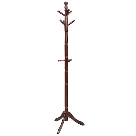Costway Coat Rack Wooden Hall Tree 2 Adjustable Height w/ 9 Hooks - See details