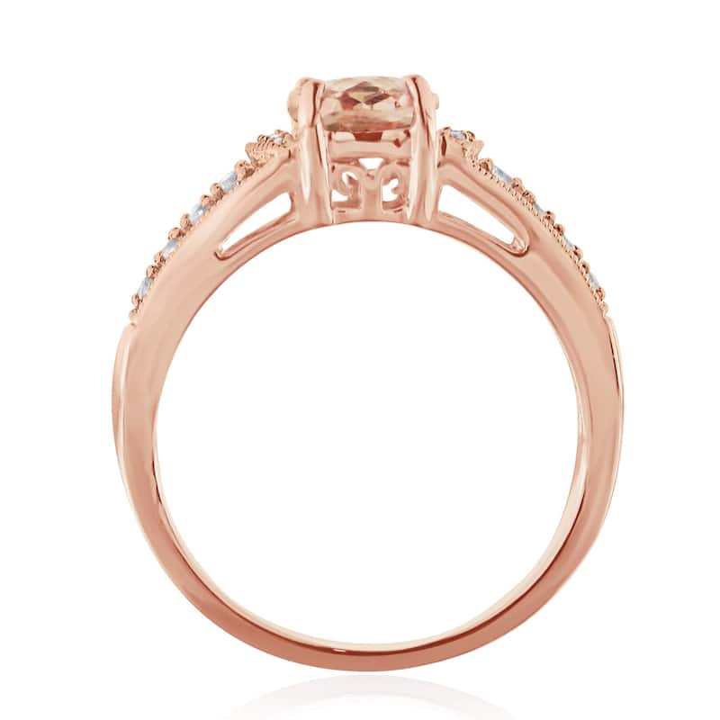 Auriya Vintage 1 1/5ct Oval Morganite and 1/4ctw Diamond Engagement Ring 10K Rose Gold