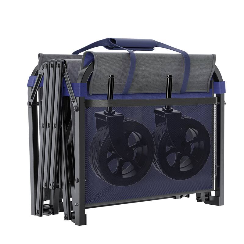 Upgraded 18" Wide Wheels, All-in-One Convertible Folding Trolley with Full-Side Opening & Dog Leash, 220Lbs Capacity for Camping