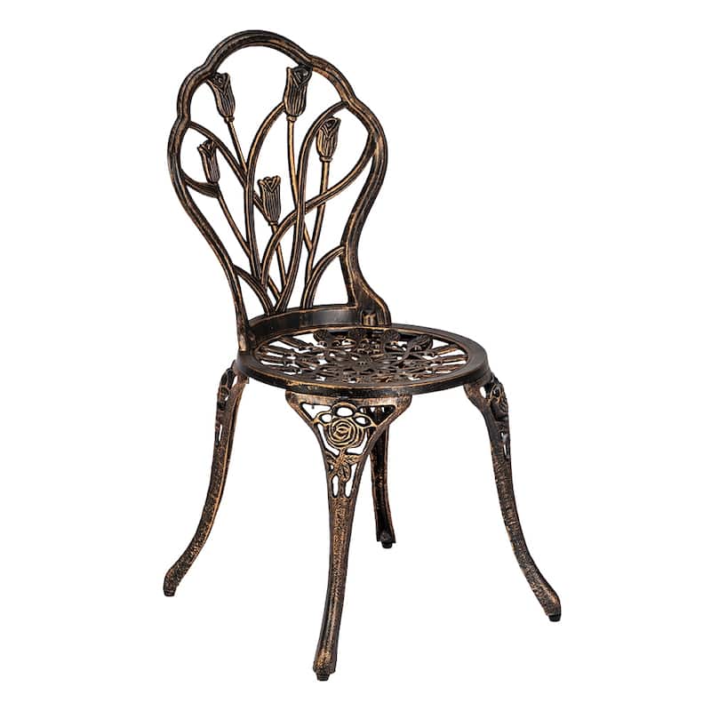 Outdoor 3 Piece Tulip Bistro Set of Table and Chairs Bronze